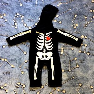 Baby Halloween costume skeleton hooded jumpsuit